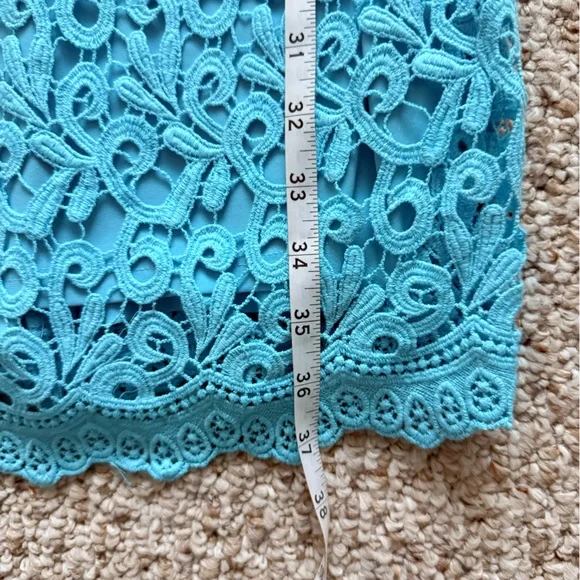 Lauren Ralph Lauren Aqua Lace Sheath Dress Size 2 Wedding Guest Cocktail Dress - Picture 13 of 13